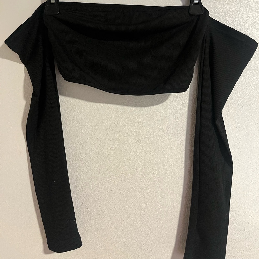 Black tube top with cut off sleeves